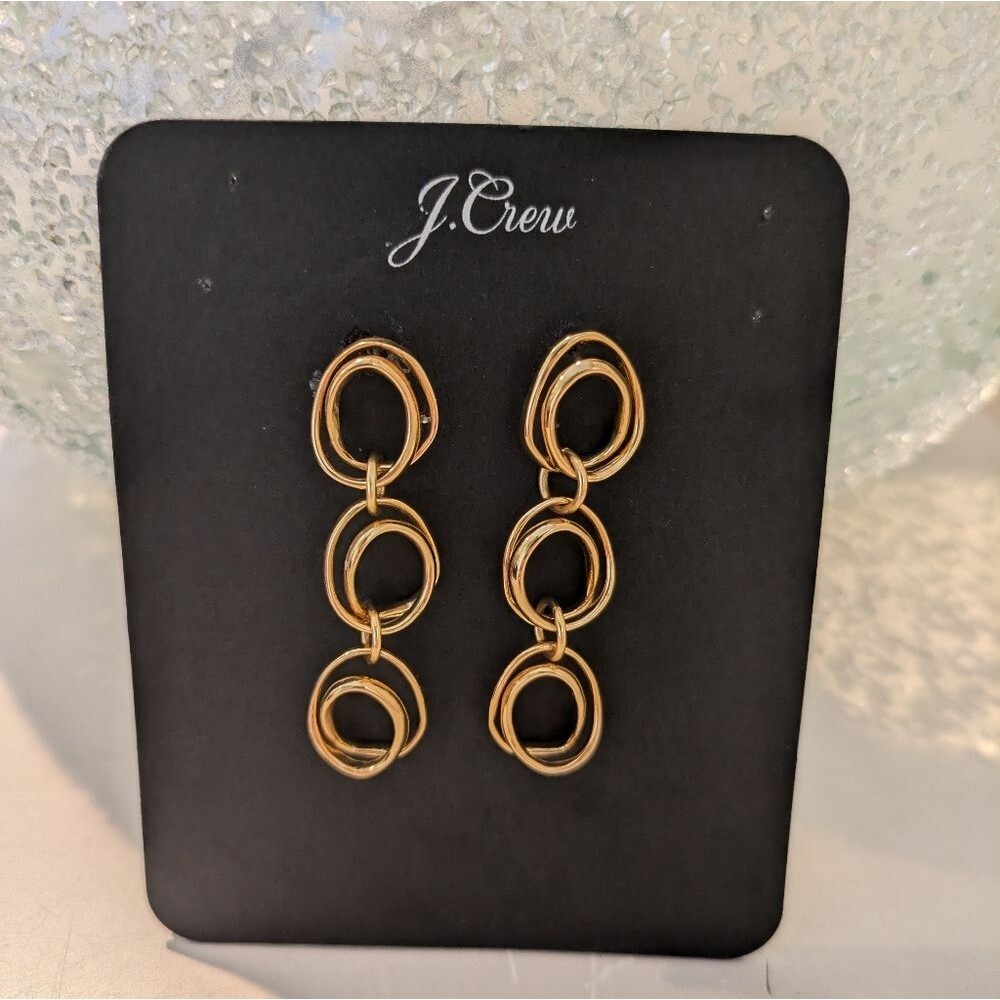J. Crew Double Wobble Gold Drop Earrings